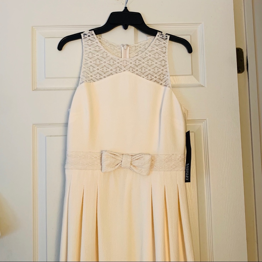 Bradley Mischka Crepe Bow Dress White size 6